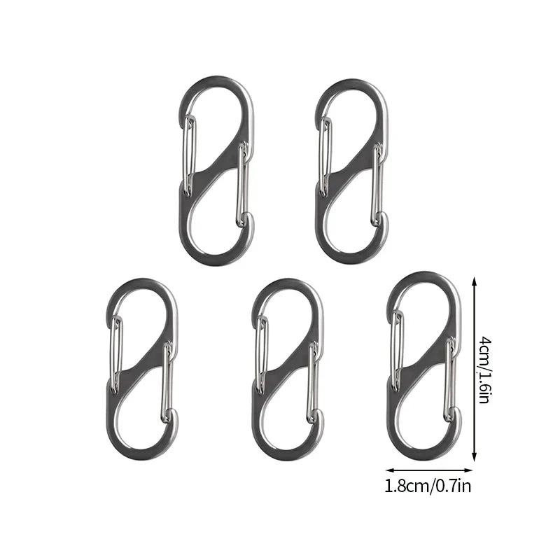 5PCS S Type Carabiner Anti-Theft Aluminum Alloy