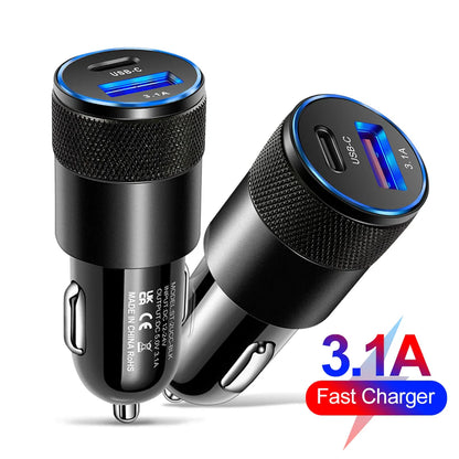 70W PD Car Charger USB Type C Fast Charging